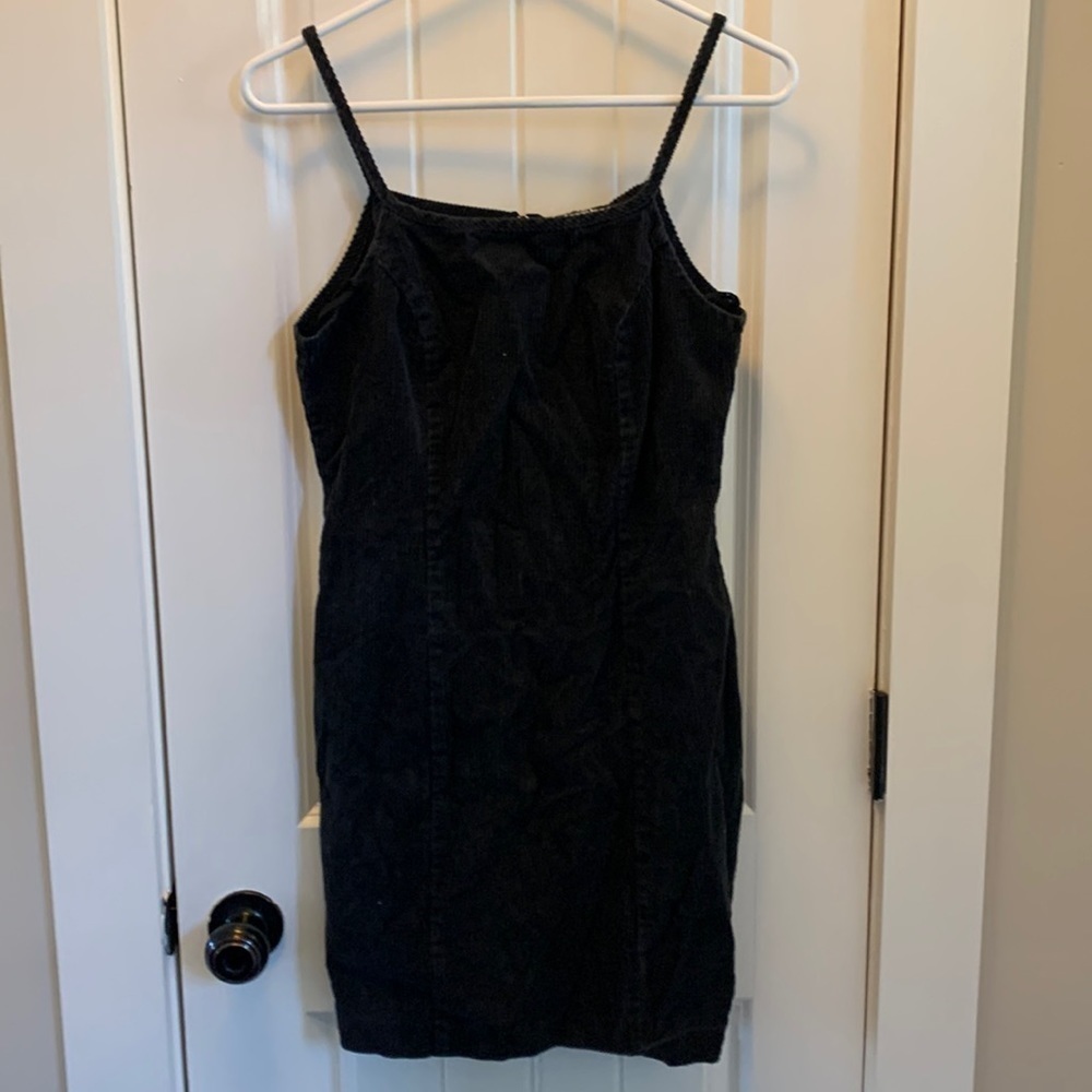 𝅺brioche CA 100% cotton black 90’s corduroy dress w spaghetti straps size 5/6